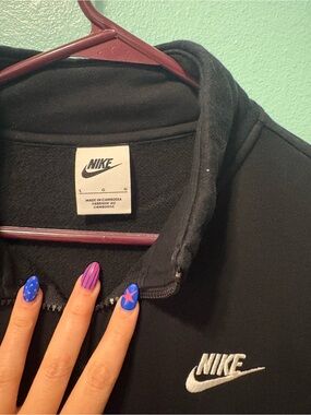 Nike Black Fleece quarter Zip-Up Jacket with Embroidered Logo